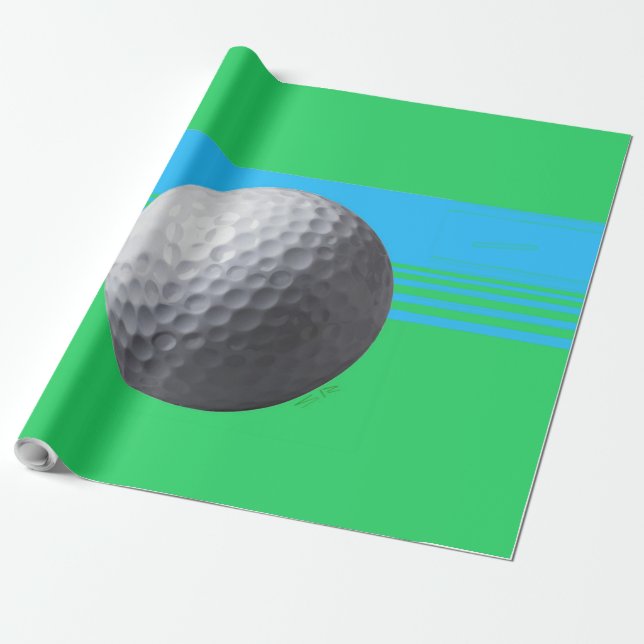 Presente Golf Ball - Papel brilhante de embrulho grande (Desenrolado)