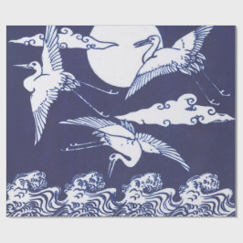 PRESENTE GUINDASTES JAPONESES EM PAPEL DE EMBALAGEM AZUL