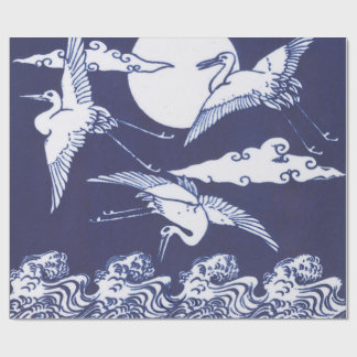 PRESENTE GUINDASTES JAPONESES EM PAPEL DE EMBALAGEM AZUL