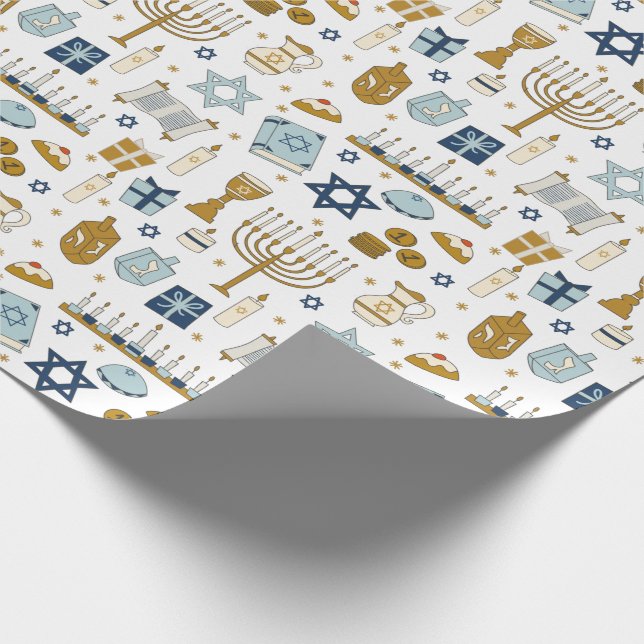 Presente Hanukkah Doodles ilustre fofo papel de enrolamento (Ponta)