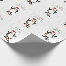 Hockey com papel de moldagem de pinguins de Natal