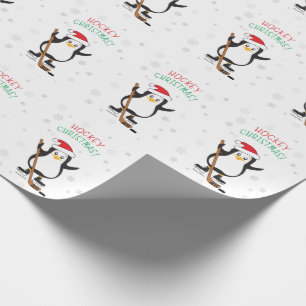 Presente Hockey com papel de moldagem de pinguins de Natal
