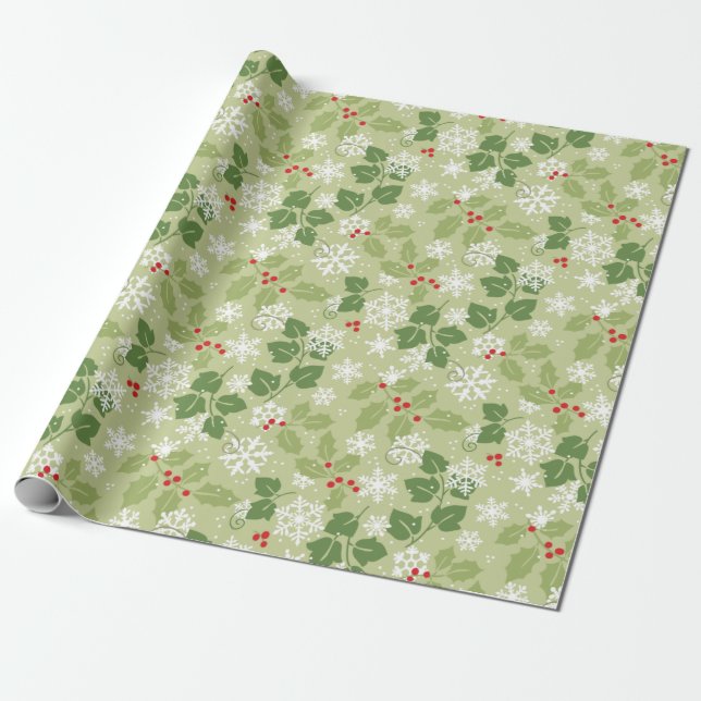 Presente Holly Ivy Snow - Papel de moldagem de Natal (Desenrolado)