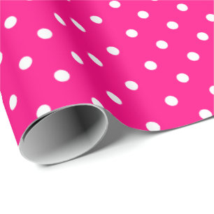 Presente Hot Pink Papel de enrolamento de Bolinhas branca