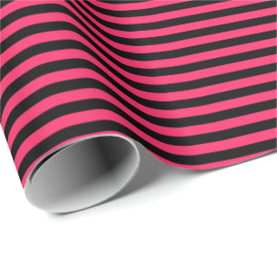 Presente Hot Pink Papel de enrolamento em tiras pretas
