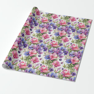 Presente Ilustração de Pastel Flores v2 Papel de enrolame