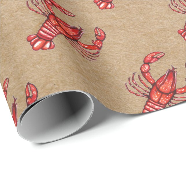 Presente Impressão do papel de embalagem dos lagostins de (Ponta do rolo)