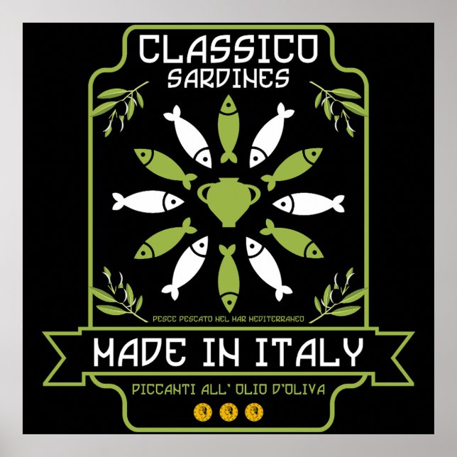 Presente italiano de Impressão de Arte Sardine (Frente)