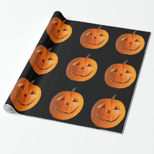 Presente Jack-O-Lanternas no Papel de Enrolamento Preto