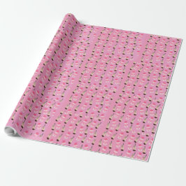 Presente Kawaii boba tea e morango papel de embalagem