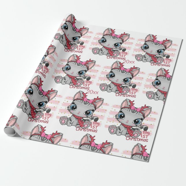 Presente Kitten, Meu Primeiro Papel De Molho De Natal (Desenrolado)