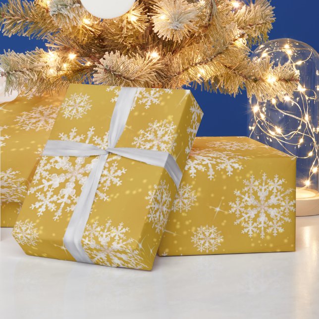 Presente Lâminas de neve: papel Dourado de enrolamento (Feriados)