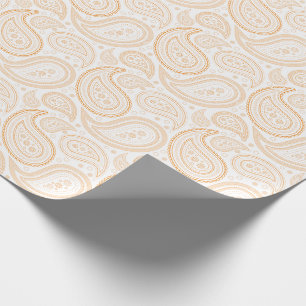 Presente Laranja de Paisley no papel de envolvimento branco