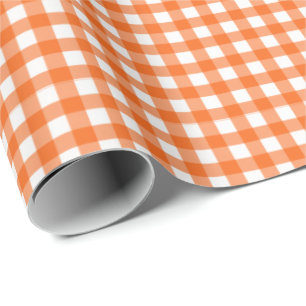 Presente Laranja  Papel Branco De Lavagem De Gingham