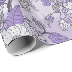 Presente Lavanda elegante & papel de envolvimento floral