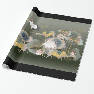 Presente Lindos guindastes Lily Pads Papel De Enrolar