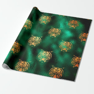 Presente Lion Design com papel de enrolamento verde
