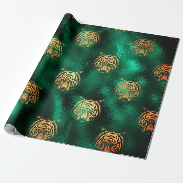 Presente Lion Design com papel de enrolamento verde (Desenrolado)