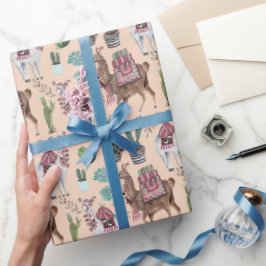 Presente Llama | pêssego | Papel de enrolamento