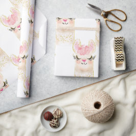 Presente Llama Watercolor Papel Dourado e Moderno de Moldag