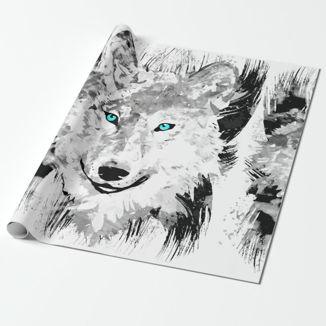 Presente Lobo | Desenho do Lobo Cinza | Papel de enrolament (Desenrolado)