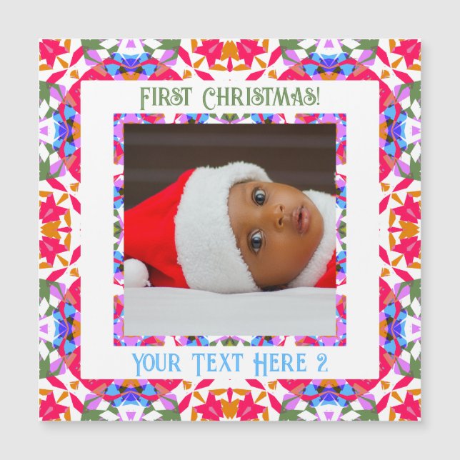 Presente Magnético de Foto do Primeiro Natal Perso (Frente)