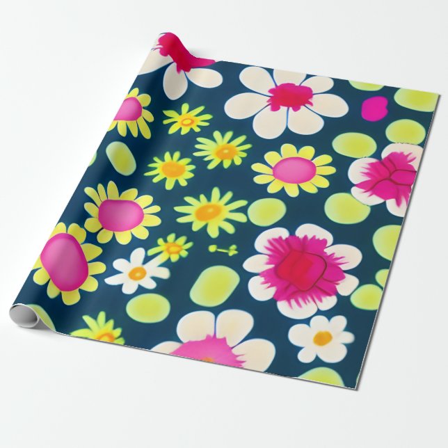 Presente MankDhani Colorful Flowers Papel de Acondicionamen (Desenrolado)