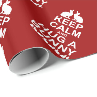 Presente Mantenha calma e abraça um papel de moldagem coelh