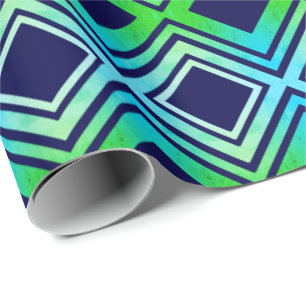 Presente Marinho azul, verde e papel de moldagem padrão