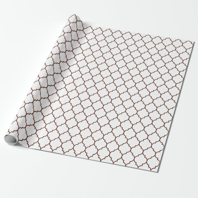 Presente Marroquino Quatrefoil Brown no papel de (Desenrolado)