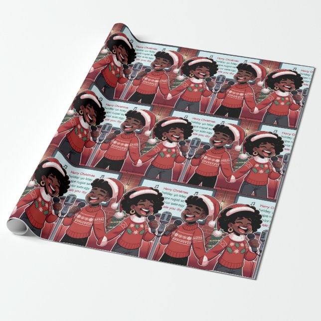 Presente Melodias de feliz - Papel de moldagem de Natal (Desenrolado)