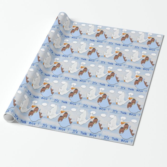 Presente Meninos gêmeos - papel de envolvimento do chá de (Desenrolado)