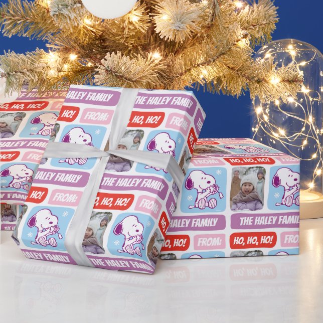 Presente Molho de Natal Snoopy com papel de moldagem fotogr (Feriados)