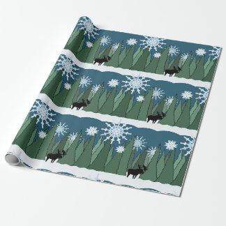 Presente Moose em Papel de Quebra-Mata em Floco de Neve