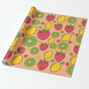 Presente Morango, limão e papel de parede de fruta kiwi