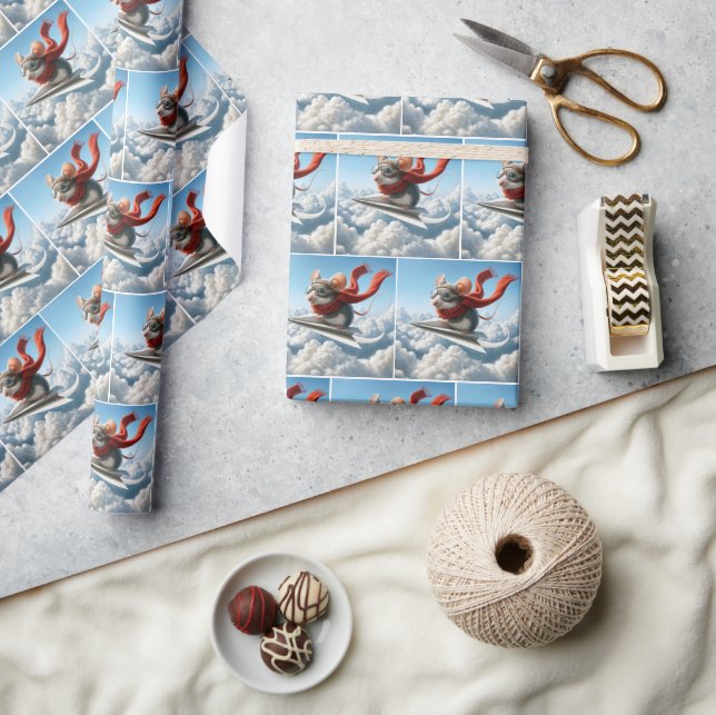 Presente Mouse aviador pilotando um avião de papel (Artesanato)