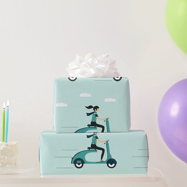 Presente Mulher Em Um Papel De Moldagem De Patinete (Criador carregado)