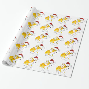 Presente Natal do Corgi do chapéu do papai noel & papel de