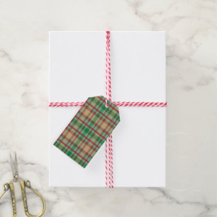 Presente Natal Etiquetas Verdes e Xadrezes Vermelh