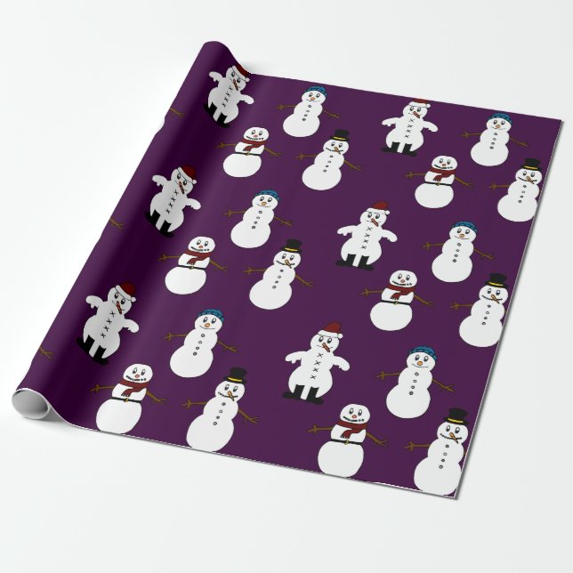 Presente Natal roxo do boneco de neve do papel de (Desenrolado)