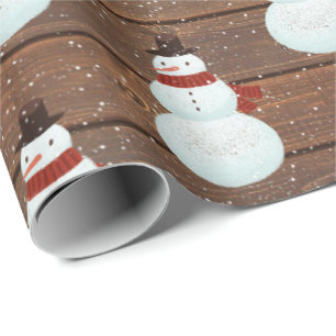 Presente Neve Em Flocos De Neve Em Papel De Embalagem De Ma