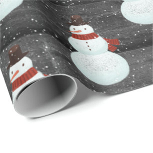Presente Neve Em Flocos De Neve Em Papel De Embalagem De Ma