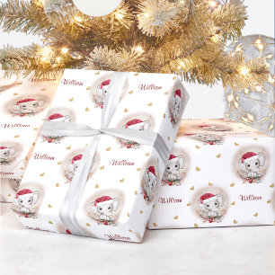 Presente Nome do Papel de Embalagem de Natal de Elefante Bo