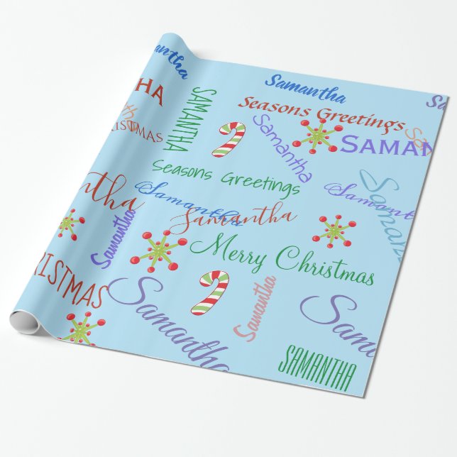 Presente Nome Personalizado Papel de Mola de Natal Personal (Desenrolado)