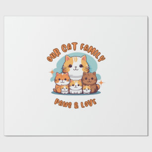 Presente "Nossa Família de Gatos Patas & Amor Papel de Pres