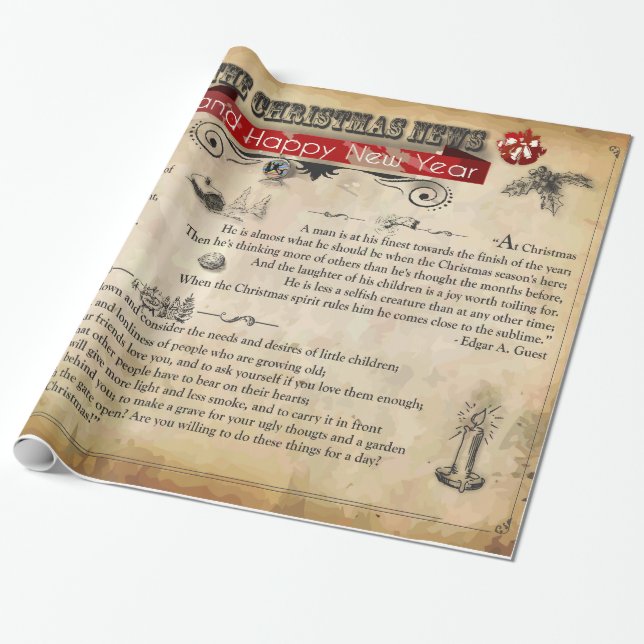 Presente Notícias de Natal Papel Brilhante, 30" x 6' (Desenrolado)