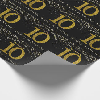Presente Número 10 Papel de Aniversário Dourado de Literatu