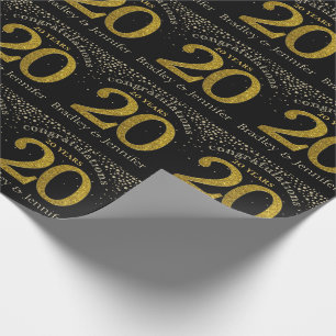 Presente Número 20: Papel Dourado de Aniversário de Glitter