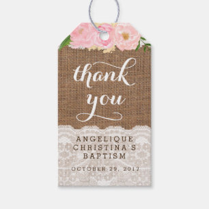 Presente O favor do baptismo etiqueta para a menina com as
