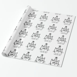 Presente O gato deia aniversários - papel de envolvimento